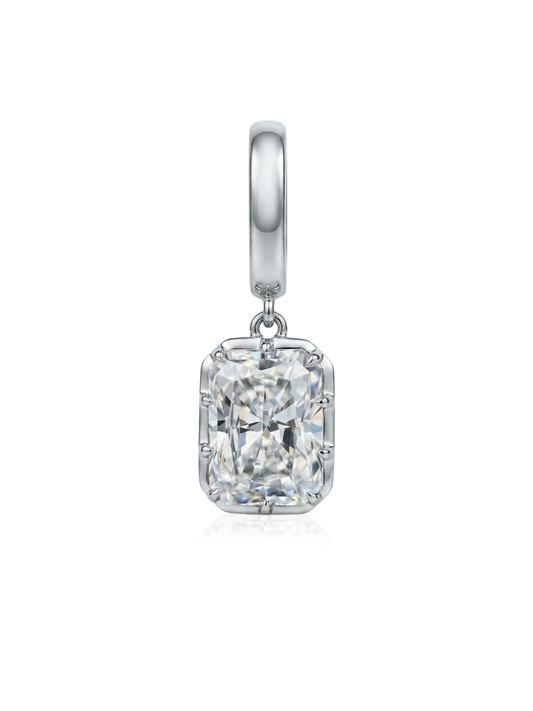 Charm Emerald Cut Moissanite en Plata 925 y Oro de 18kt