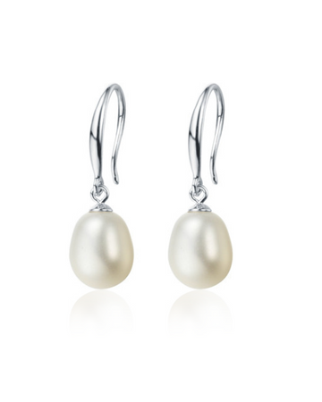 Aretes Gota de Perla de Agua Dulce en Plata 925