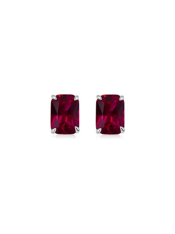 Aretes Antares con Rubi en Plata 925 y Baño de Oro Blanco de 18 Kt.
