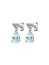 Aretes Lluvia de Luz con Topacio Sky Blue en Plata 925 y Baño de Oro Blanco de 18 kt.