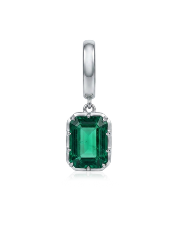 Charm Emerald Cut Esmeralda en Plata 925 y Oro de 18kt
