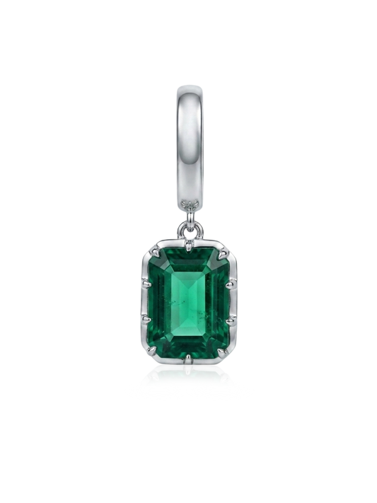 Charm Emerald Cut Esmeralda en Plata 925 y Oro de 18kt