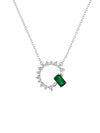 Collar Aurora con Esmeralda en Plata 925 y Baño de Oro Blanco de 18 kt.