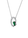 Collar Aurora con Esmeralda en Plata 925 y Baño de Oro Blanco de 18 kt.