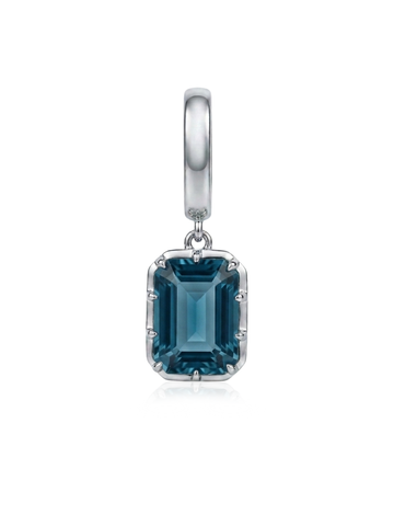 Charm Emerald Cut London Blue Topaz en Plata 925 y Oro de 18kt