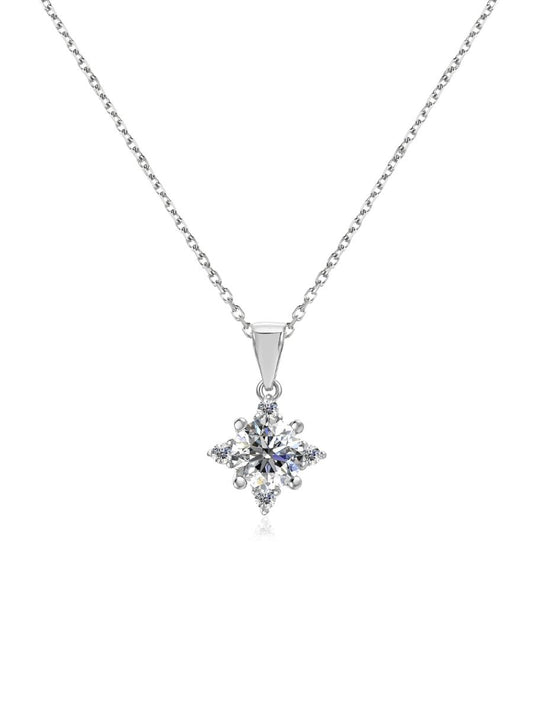 Collar Celestial con Diamond Moissanite en Plata 925 y Baño de Oro Blanco de 18 kt.