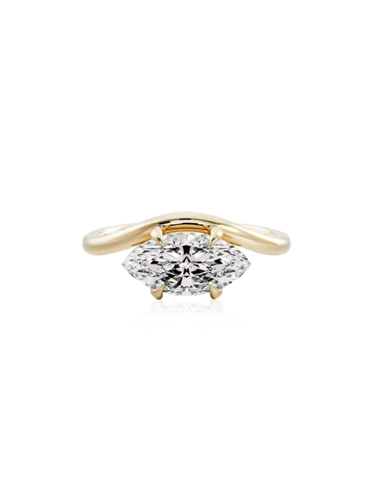 Anillo con Zirconia 5A en Plata 925 con Baño de Oro de 18 kt Harmony Marquise