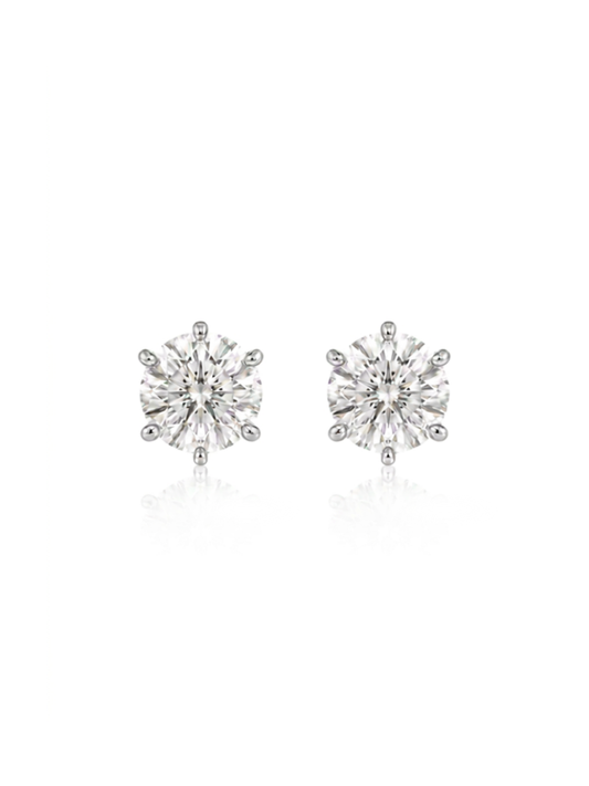 Aretes Circulares con Diamante Moissanite en Plata 925 y Baño de Oro de 18 kt