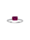 Anillo Antares con Rubi en Plata 925 y Baño de Oro Blanco de 18 kt.
