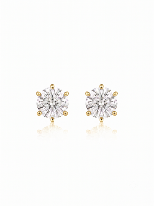 Aretes Circulares con Diamante Moissanite en Plata 925 y Baño de Oro de 18 kt