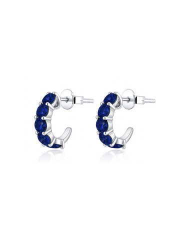 Aretes con Zafiro Azul en Plata 925 con Baño de Oro Blanco de 18 kt Legacy