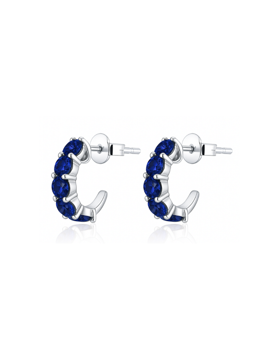 Aretes con Zafiro Azul en Plata 925 con Baño de Oro Blanco de 18 kt Legacy