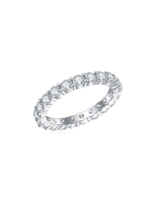 Churumbela Eternidad con Diamante Moissanite en Plata 925 y Baño de Oro Blanco de 18 kt