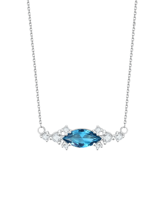 Collar Paraíba Cultivada en Plata 925 con Baño de Oro Blanco de 18 kt Empress