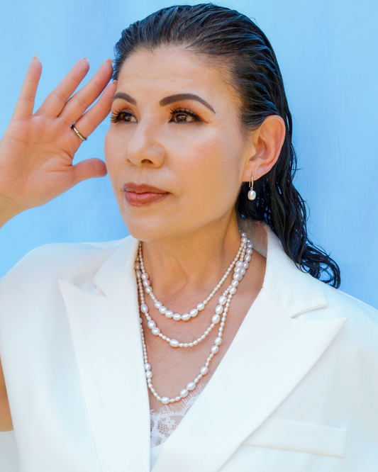 Aretes Gota de Perla de Agua Dulce en Plata 925