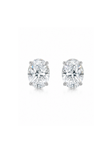 Aretes Oval 1 ct con Moissanite en Plata 925 y Baño de Oro de 18 kt