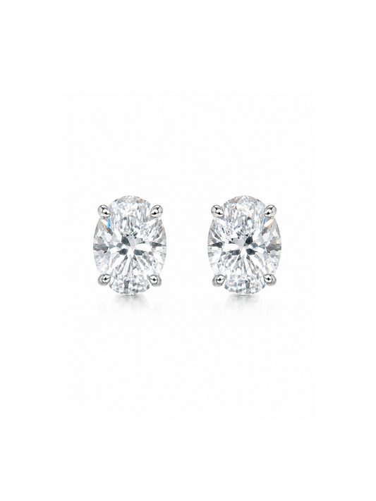 Aretes Oval 1 ct con Diamante Moissanite en Plata 925 y Baño de Oro de 18 kt