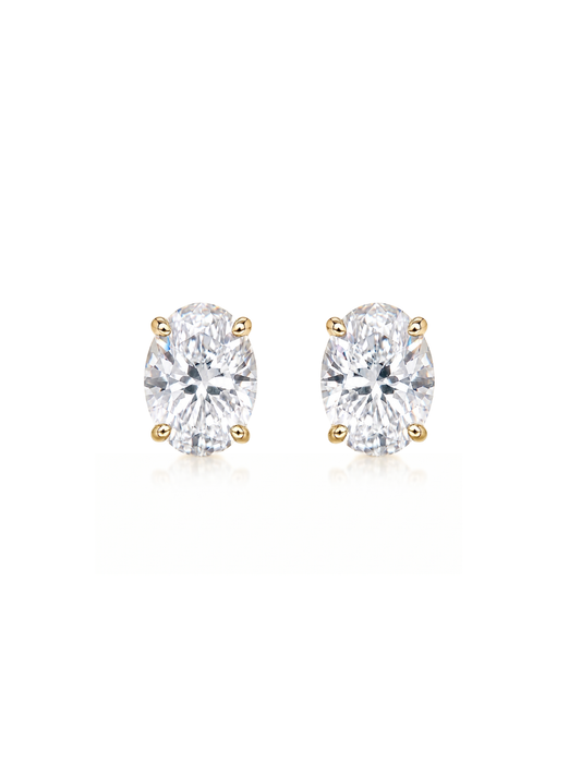 Aretes Oval 1 ct con Diamante Moissanite en Plata 925 y Baño de Oro de 18 kt