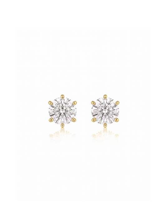 Aretes 0.5ct con Moissanite en Plata 925 y Baño de Oro de 18kt