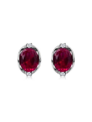 Aretes Nebula con Rubi en Plata 925 y Baño de Oro Blanco de 18 kt.