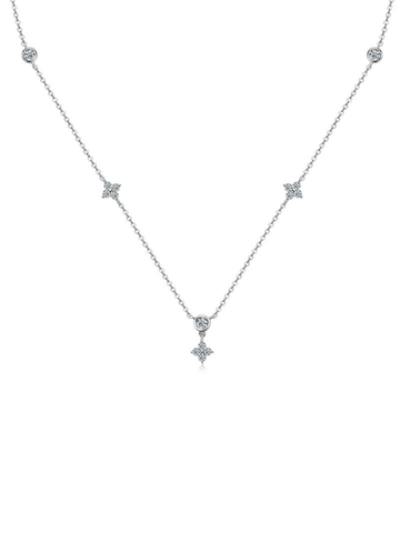 Collar con Diamante Moissanite en Plata 925 con Baño de Oro de 18 kt Clover