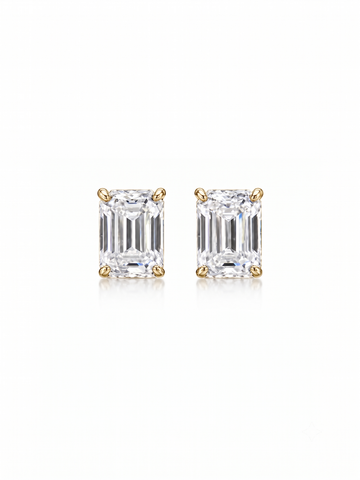 Aretes Corte Esmeralda 1 ct con Moissanite en Plata 925 y Baño de Oro de 18 kt