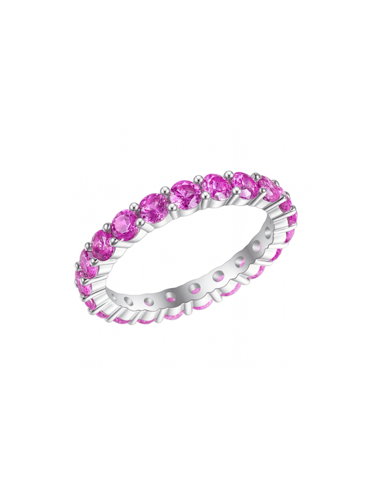 Churumbela Eternidad Zafiro Rosa En Plata 925 y Baño de Oro Blanco de 18 kt.
