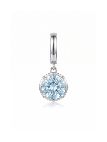 Charm Marzo Aguamarina en Plata 925 y Oro de 18 kt