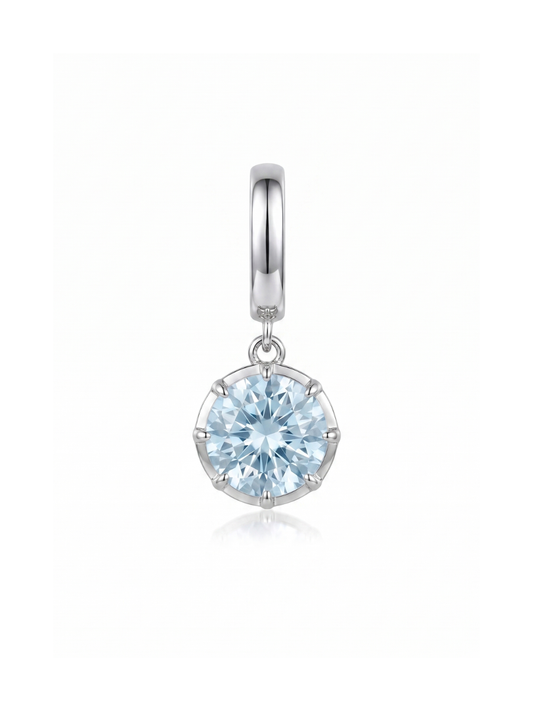 Charm Marzo Aguamarina en Plata 925 y Oro de 18 kt
