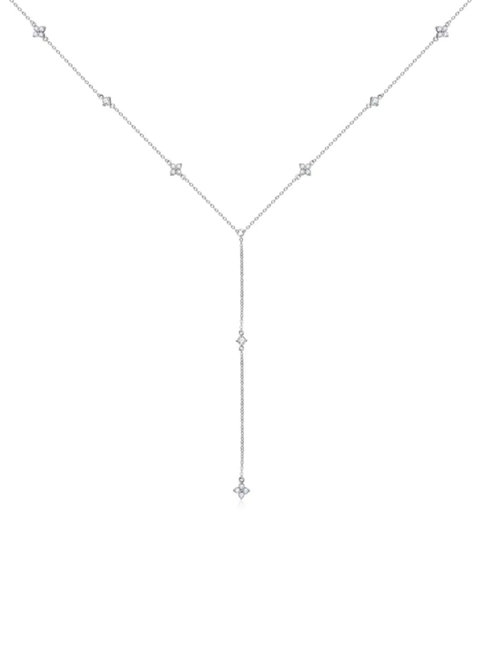 Collar con Diamante Moissanite en Plata 925 con Baño de Oro de 18 kt Clover Lariat