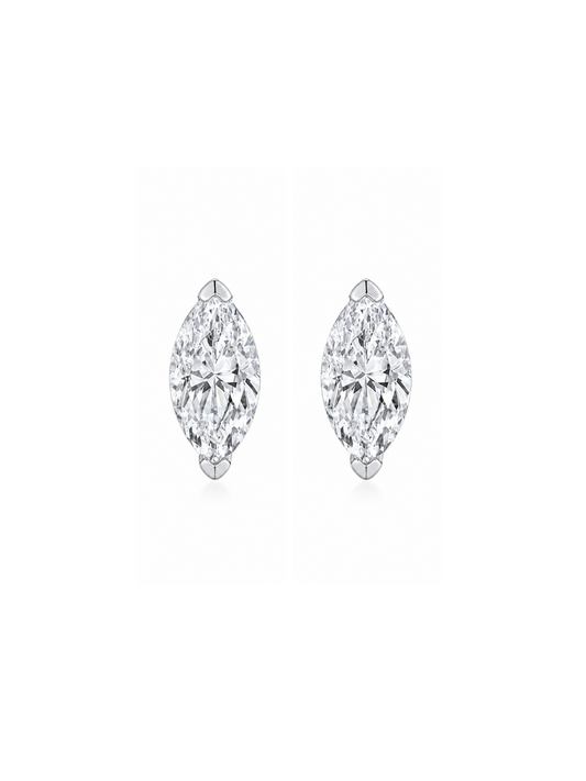 Aretes Marquise 1 ct con Moissanite en Plata 925 y Baño de Oro Blanco de 18 kt