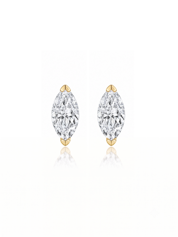 Aretes Marquise 1 ct con Moissanite en Plata 925 y Baño de Oro Blanco de 18 kt