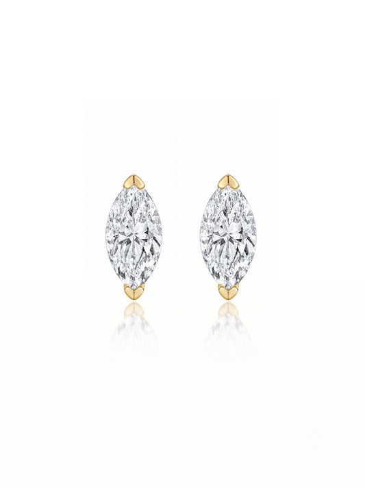 Aretes Marquise 1 ct con Moissanite en Plata 925 y Baño de Oro Blanco de 18 kt