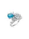 Anillo Lyra con Zirconia Crushed Ice en Plata 925 y Baño de Oro Blanco de 18 kt.