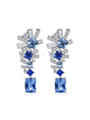 Aretes Lyra con Zafiro y Espinela en Plata 925 y Baño de Oro Blanco de 18 kt.