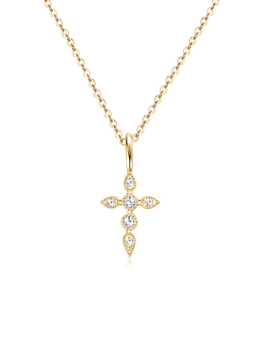 Collar con Diamante Moissanite en Plata 925 con Baño de Oro de 18 kt Faith