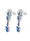 Aretes Lyra con Zafiro y Espinela en Plata 925 y Baño de Oro Blanco de 18 kt.