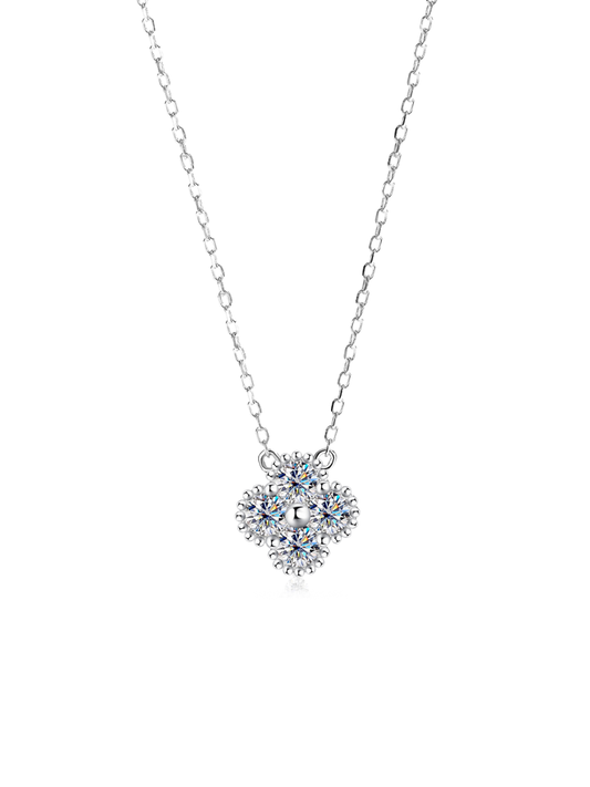 🎁 Collar con Diamante Moissanite en Plata 925 con Baño de Oro de 18 kt 🎁 Royal Clover