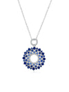 Collar Asteria con Zafiro Azul en Plata 925 y Baño de Oro Blanco de 18 kt.