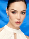 Aretes Lyra con Zafiro y Espinela en Plata 925 y Baño de Oro Blanco de 18 kt.