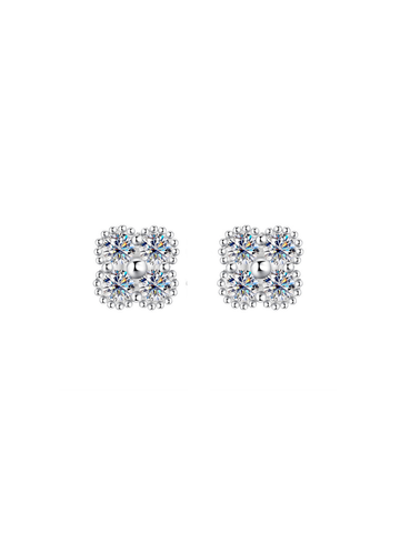 🎁 Aretes con Diamante Moissanite en Plata 925 con Baño de Oro de 18 kt 🎁 Royal Clover
