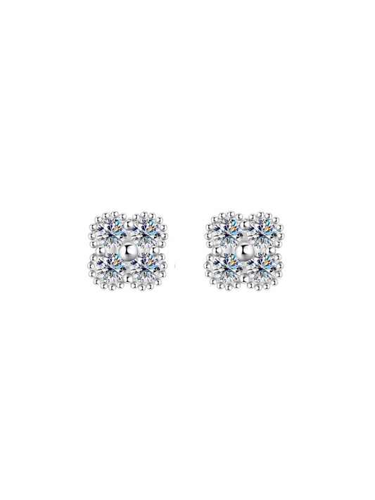 🎁 Aretes con Diamante Moissanite en Plata 925 con Baño de Oro de 18 kt 🎁 Royal Clover