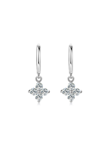 Arracadas con Diamante Moissanite en Plata 925 con Baño de Oro de 18 kt Clover