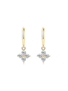 Arracadas con Diamante Moissanite en Plata 925 con Baño de Oro de 18 kt Clover
