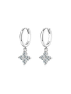 Arracadas con Diamante Moissanite en Plata 925 con Baño de Oro de 18 kt Clover