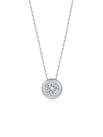 Collar Auri con Diamante Moissanite en Plata 925 y Baño de Oro Blanco de 18 kt.