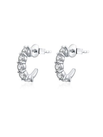 Arracadas con Moissanite en Plata 925 con Baño de Oro Blanco de 18 kt