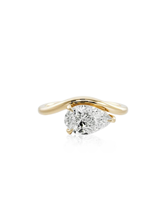 Anillo con Zirconia 5A en Plata 925 con Baño de Oro de 18 kt Harmony Pear
