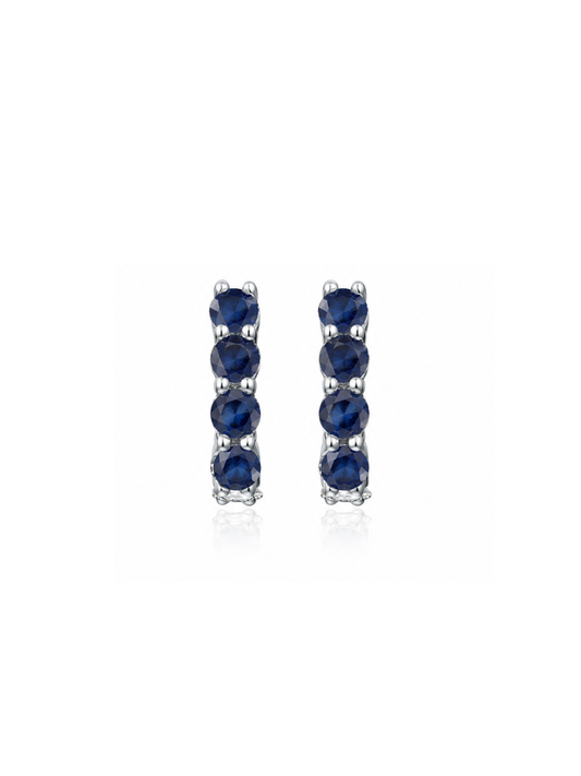 Aretes con Zafiro Azul en Plata 925 con Baño de Oro Blanco de 18 kt Legacy