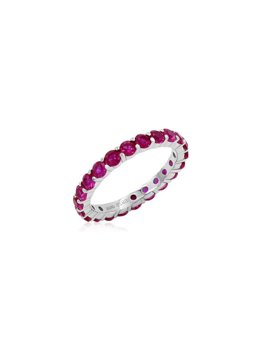 Churumbela Eternidad Rubi Cultivado en Plata 925 y Baño de Oro Blanco de 18 kt